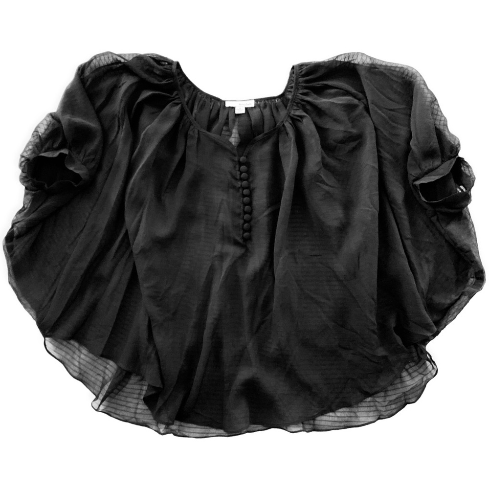 Beulah | NWOT Short Dolman Sleeve Blouse Black Georgette Size S
